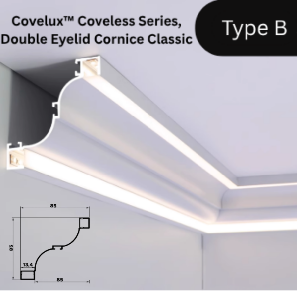 Covelux™ Coveless Series , Covelux™ Double Eyelid Cornice Classic Profile LED Light