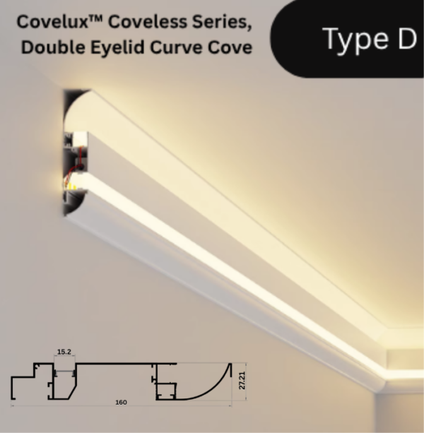 Covelux™ Coveless Series, Double Eyelid Curve Cove Profile LED Light